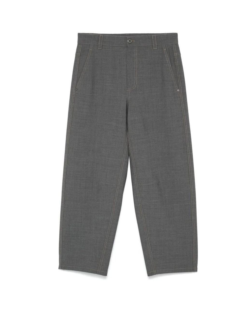 Brunello Cucinelli Gray Medium Wool Cropped Trousers, Brand Size 42 (Us for men