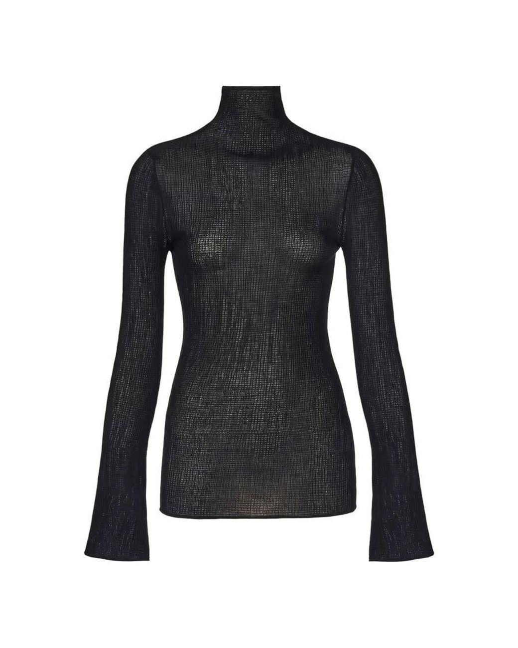 Ferragamo Black Long Sleeves Round-Neck