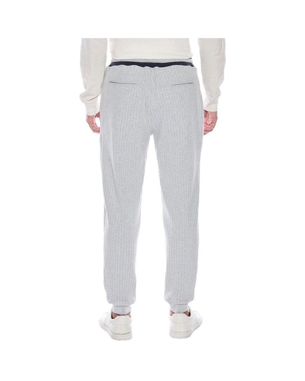 Brunello Cucinelli Gray Ribbed Drawstring Trousers for men