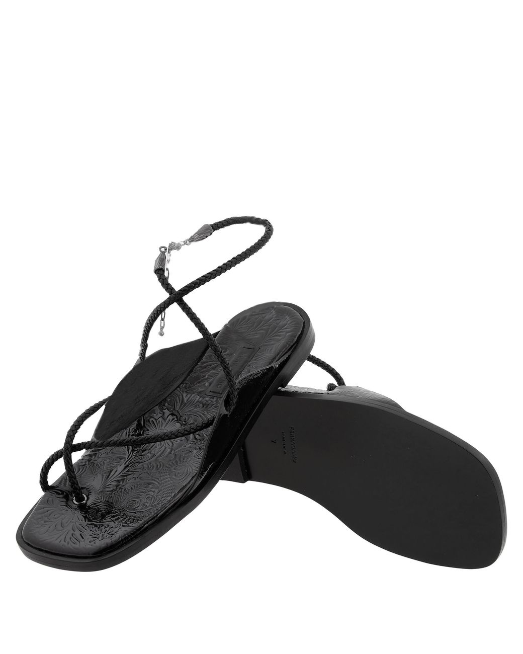 Ferragamo Black Riace Strappy Flat Sandals