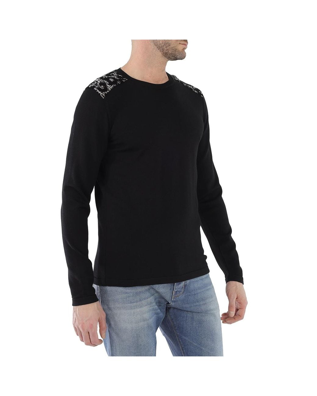 Roberto Cavalli Black Animal Print Panel Sweater for men