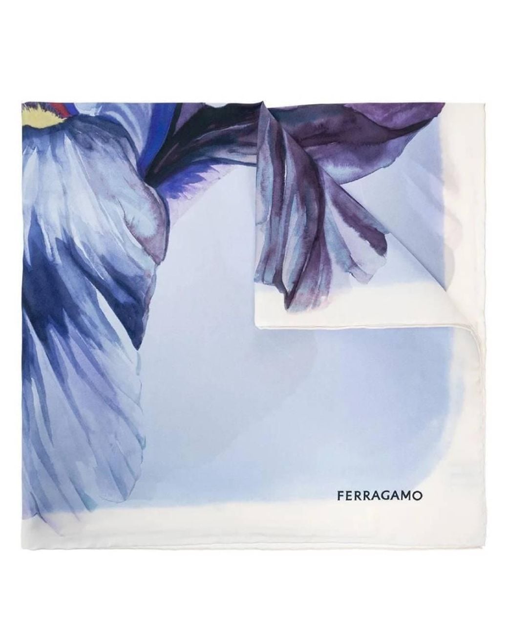 Ferragamo Blue Floral Iris Print Silk Scarf for men