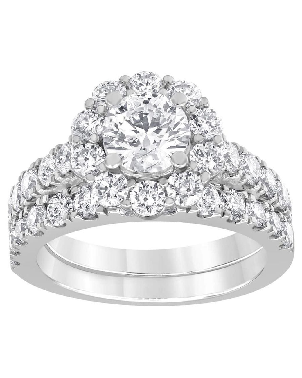 Brilliant Diamond Metallic 3.00 Caratt 14K Round Cut Lab Grown Diamond Halo Bridal Ring Set For - Color/Clarity-H/Vs for men