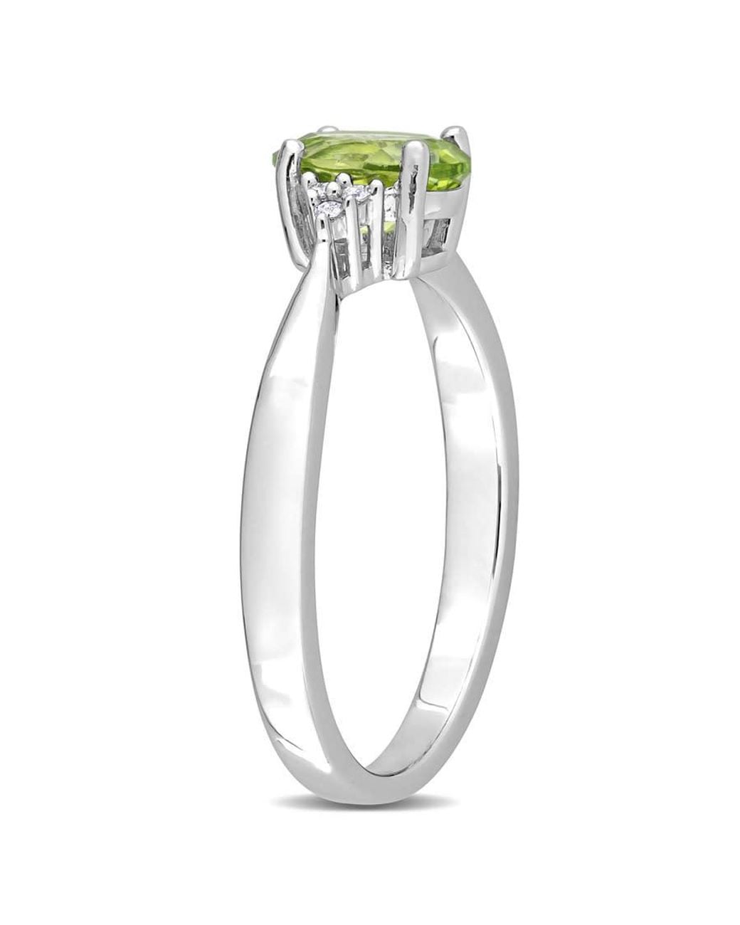 Amour White 2 1/2 Ct Tgw Oval Peridot And Diamond Accent Ring And Euro Back Earrings Set for men