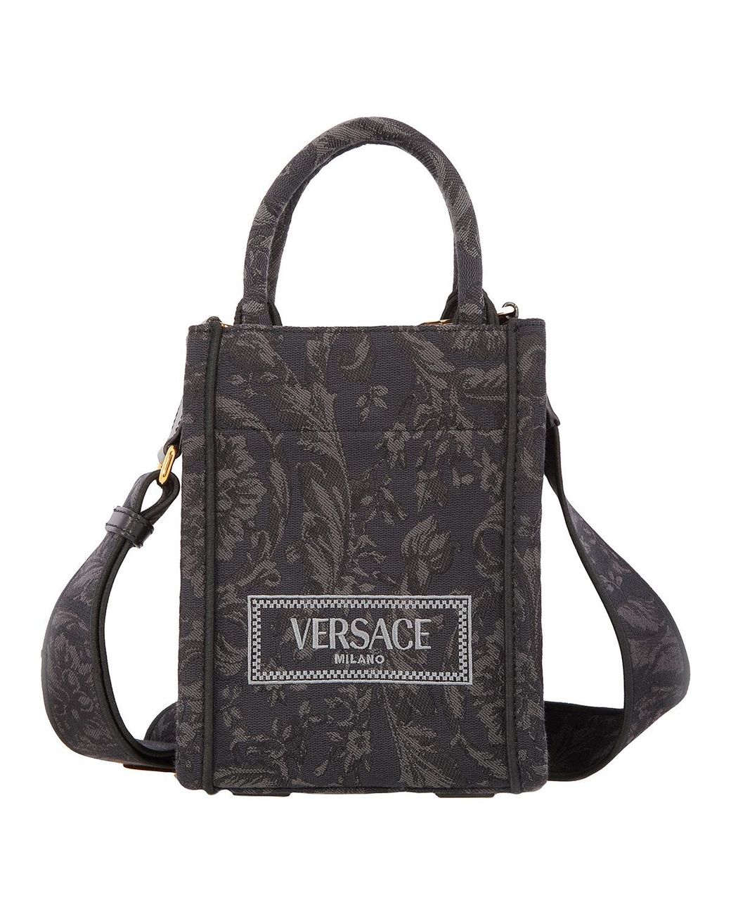 Versace Black Barocco Athena Mini Tote Bag for men