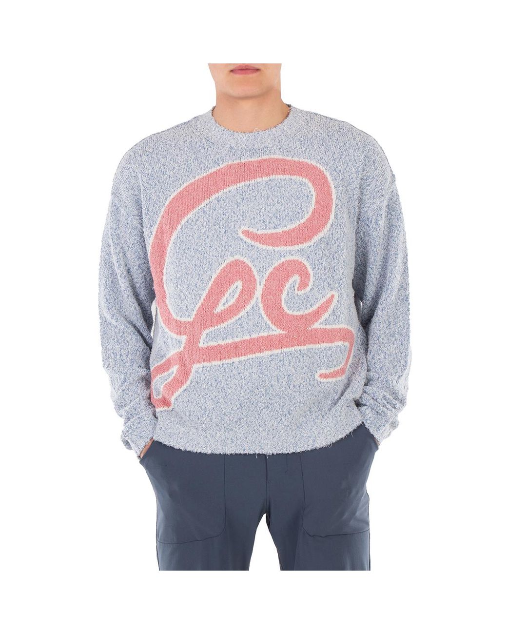 Gcds Gray Boucle Logo Knit Sweater for men
