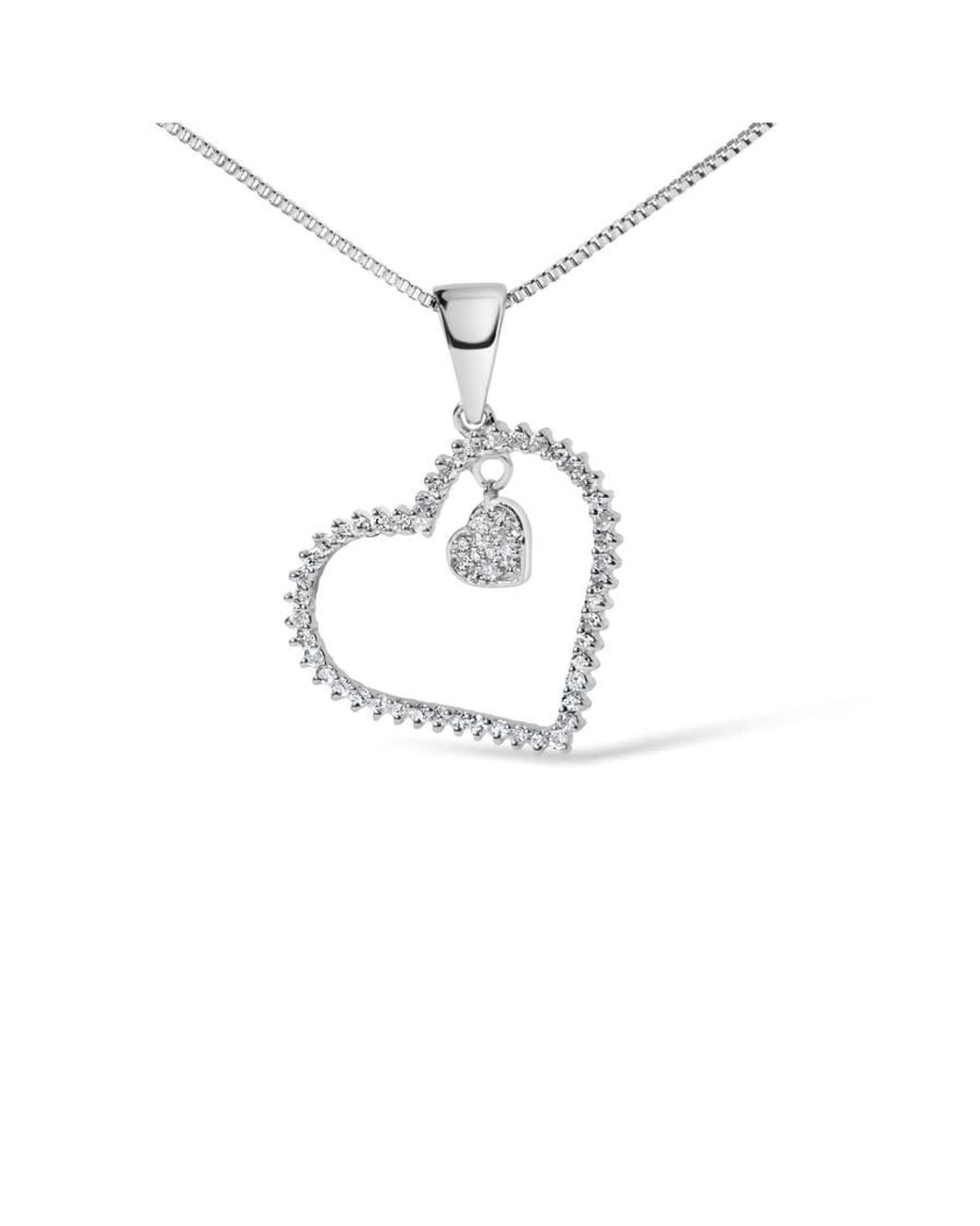 Haus of Brilliance Metallic 925 Sterling 1/3Ct Tdw Diamond Heart Pendant Necklace for men