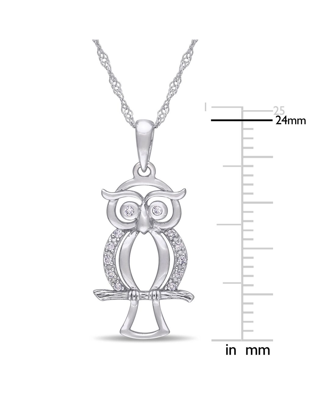 Amour Metallic Diamond Owl Pendant With Chain for men