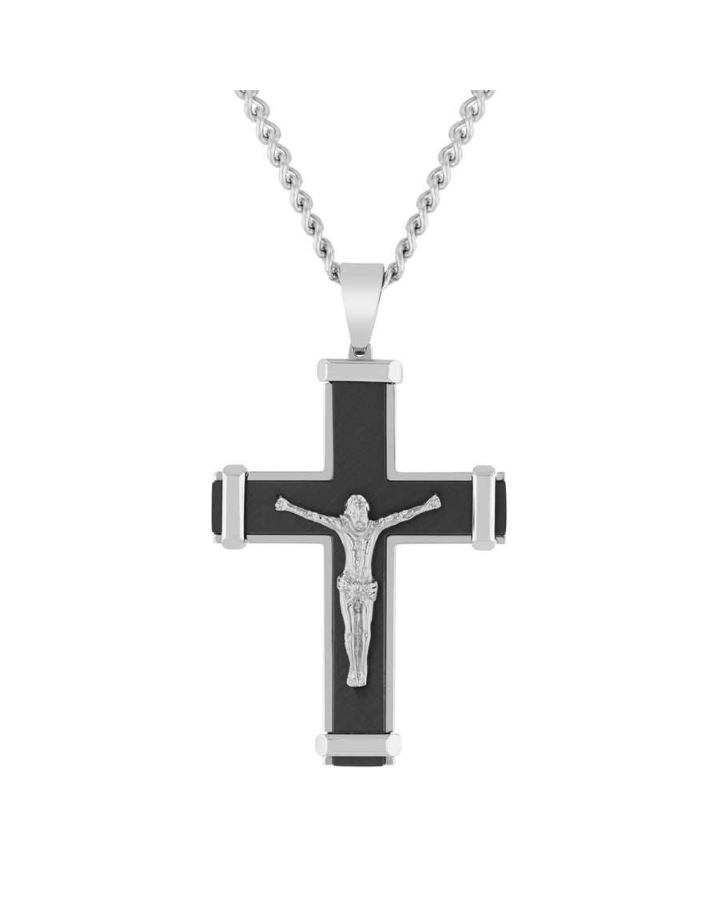 Robert Alton Metallic Stainless Steel With Finish Crucifix Pendant for men