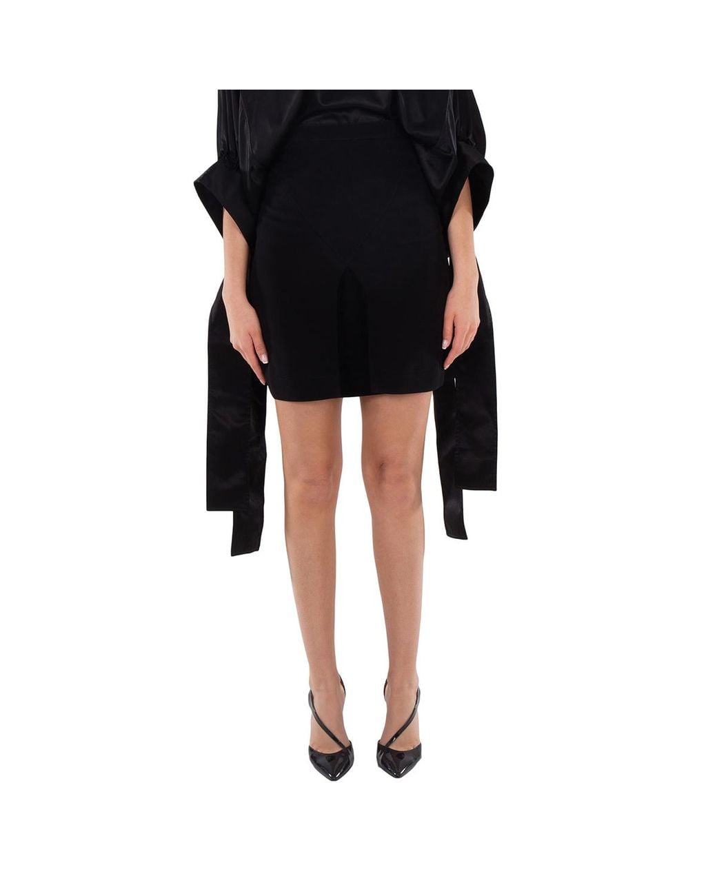 Burberry Black Front-Slit Detailed Button Skirt, Brand Size 4 (Us