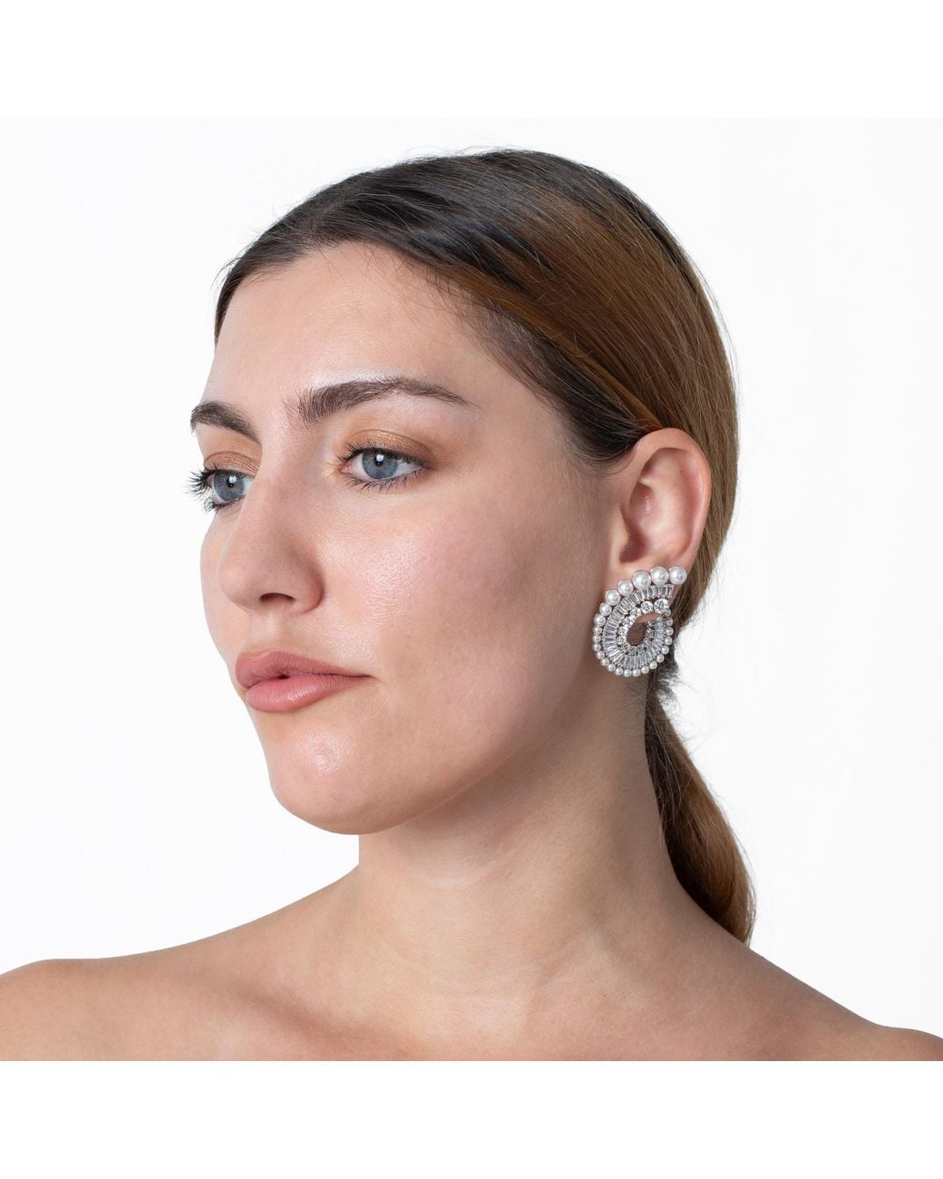 Swarovski White X Ariana Grande Mixed Cuts Drop Earrings for men