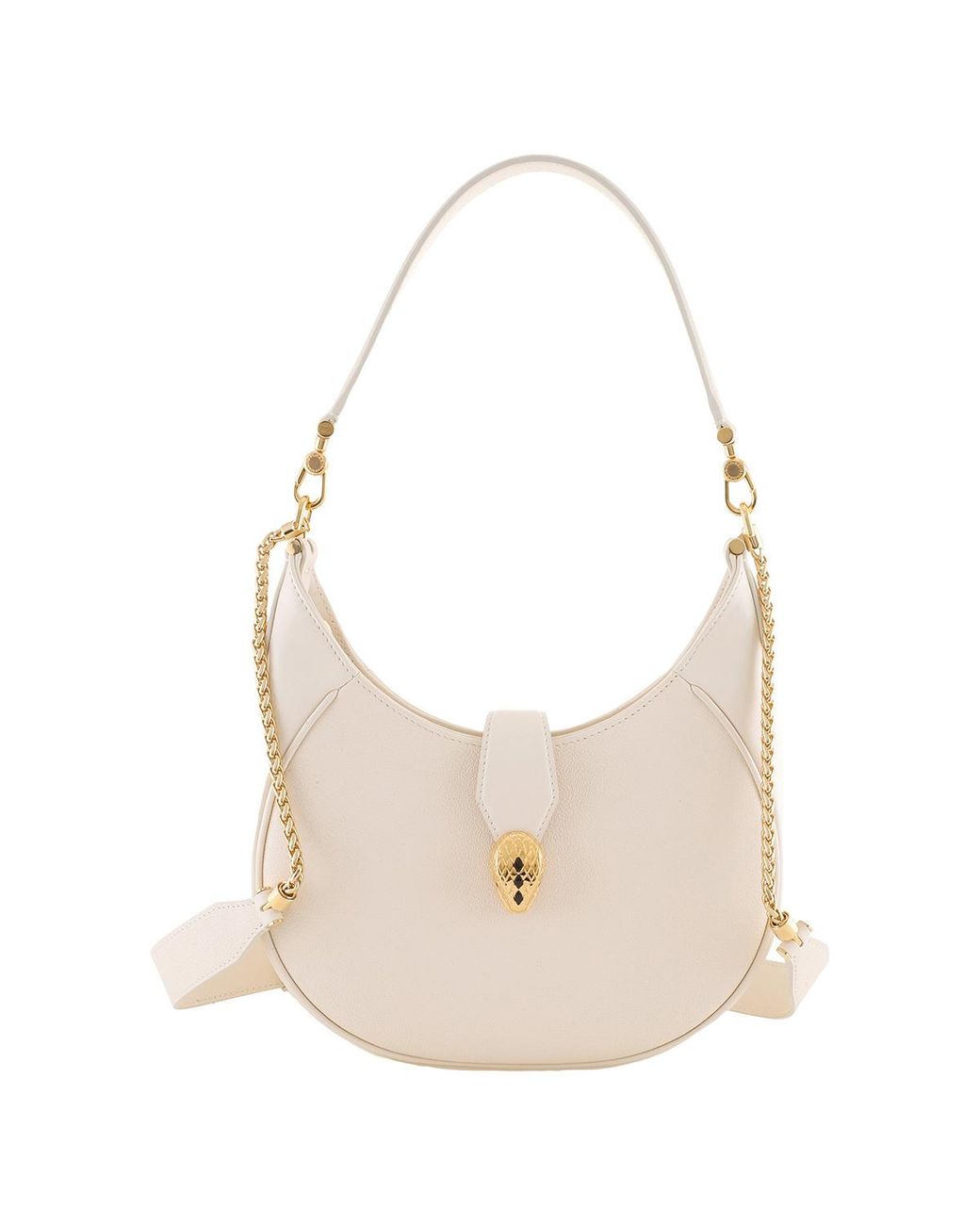 BVLGARI Natural Ivory Serpenti Ellipse Leather Shoulder Bag 291639