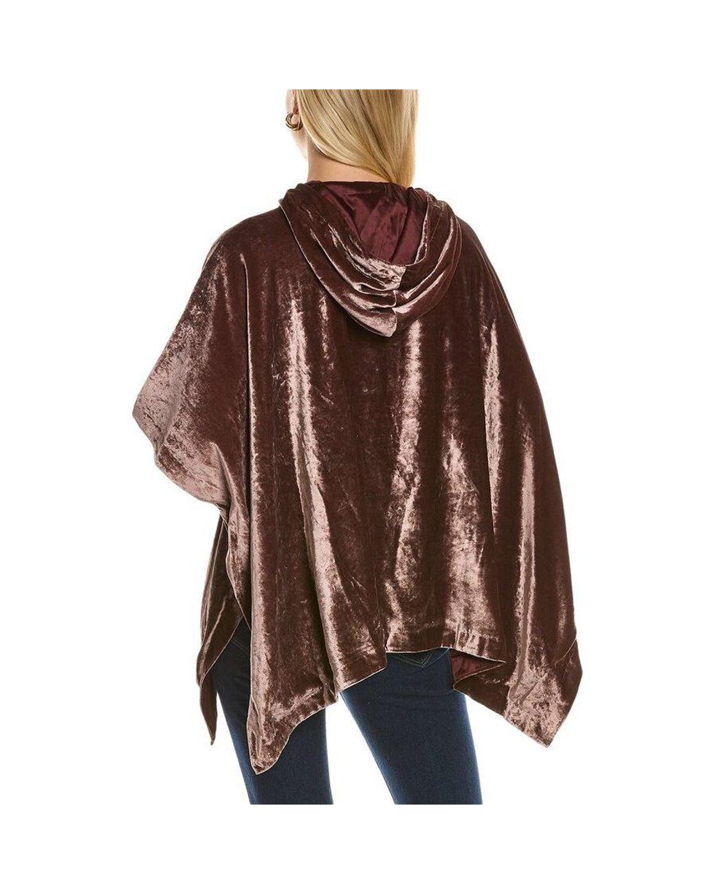Brunello Cucinelli Brown Velvet Hooded Poncho Top, Size Medium for men