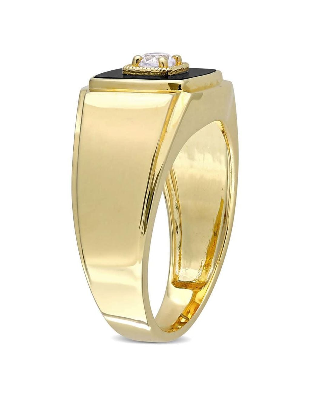 Amour Metallic 2 1/2 Ct Tgw Onyx And Created Sapphire Square Ring for men
