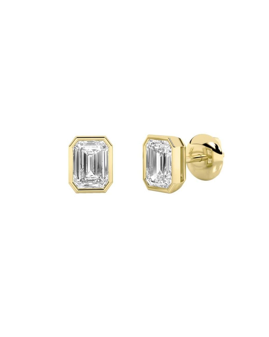Mure And Co Metallic 4Ctw Emerald Shaped Lab Grown Diamond (F/Vs) Stud Earrings for men
