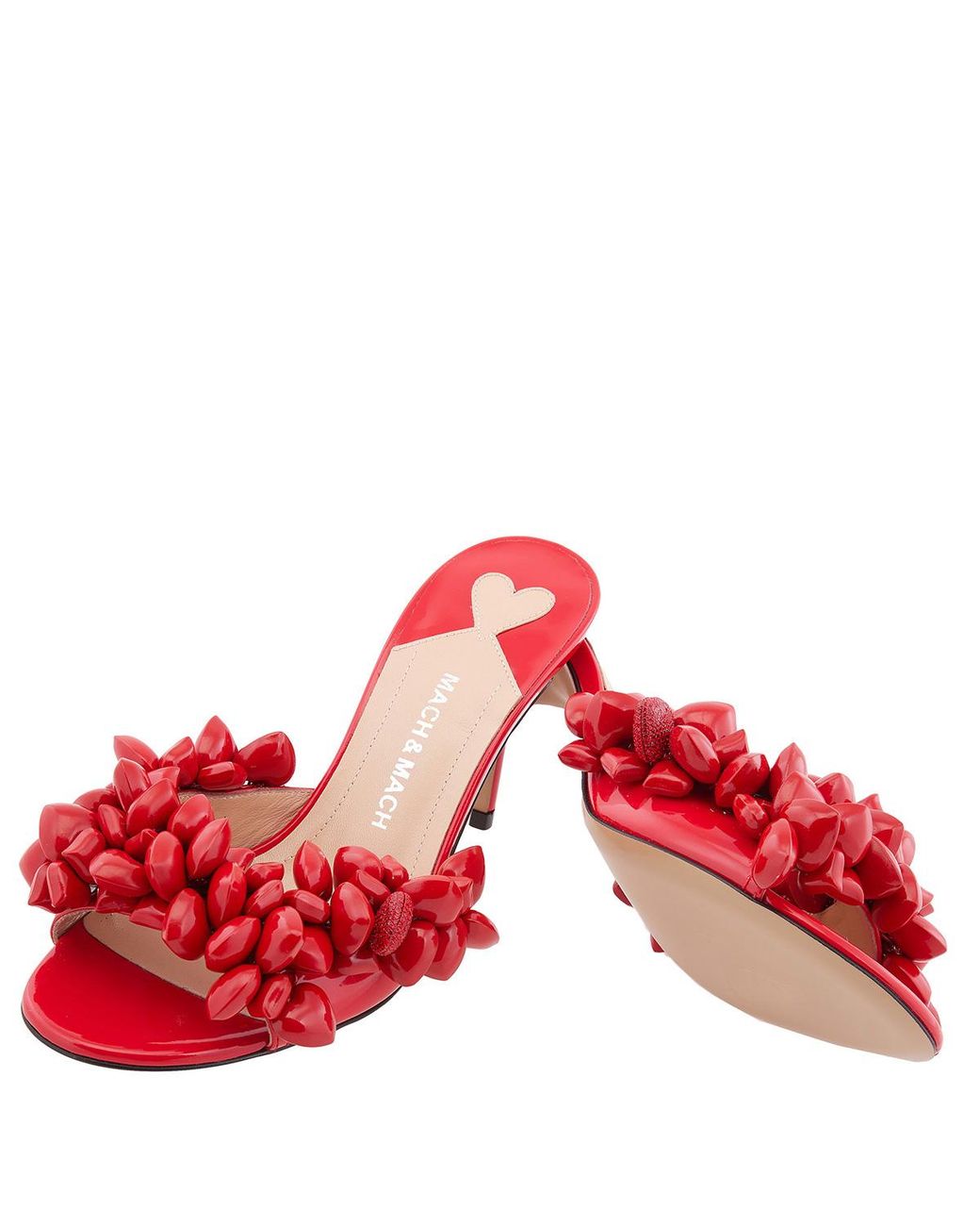 Mach & Mach Red Puffy Heart Mules