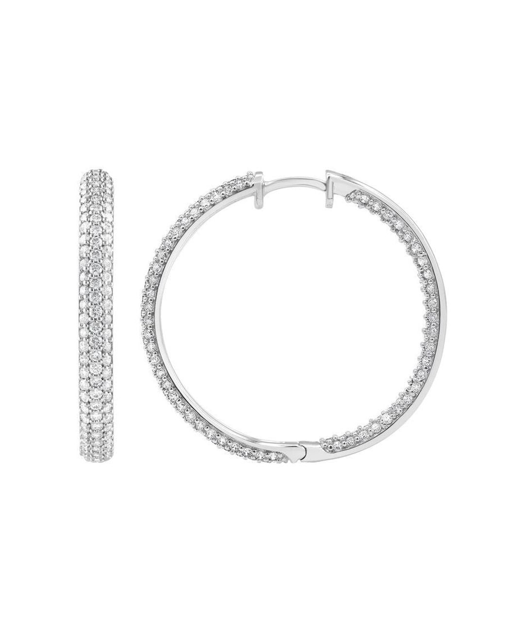 Brilliant Diamond Metallic 14Kt 3.00 Carat Lab Grown Diamond Hoop Earrings For for men