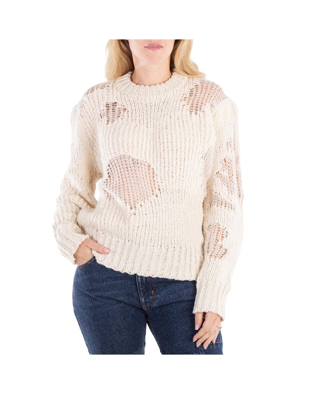 Chloé Natural Ladies Iconic Milk Distressed Sweater