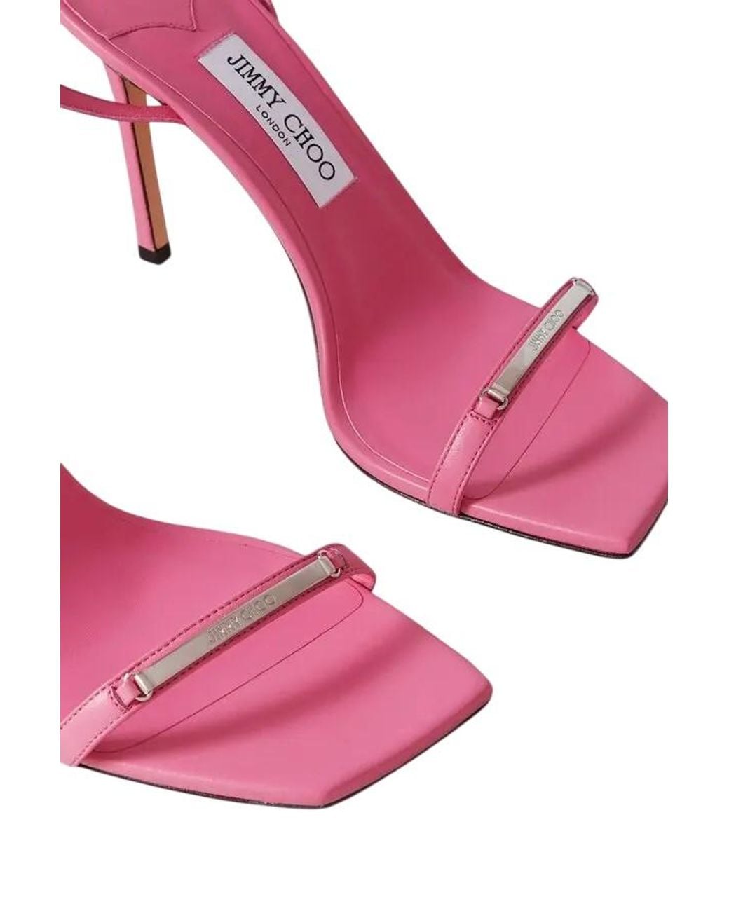 Jimmy Choo Pink Jaxon 95 Leather Sandals, Brand Size 40 Us