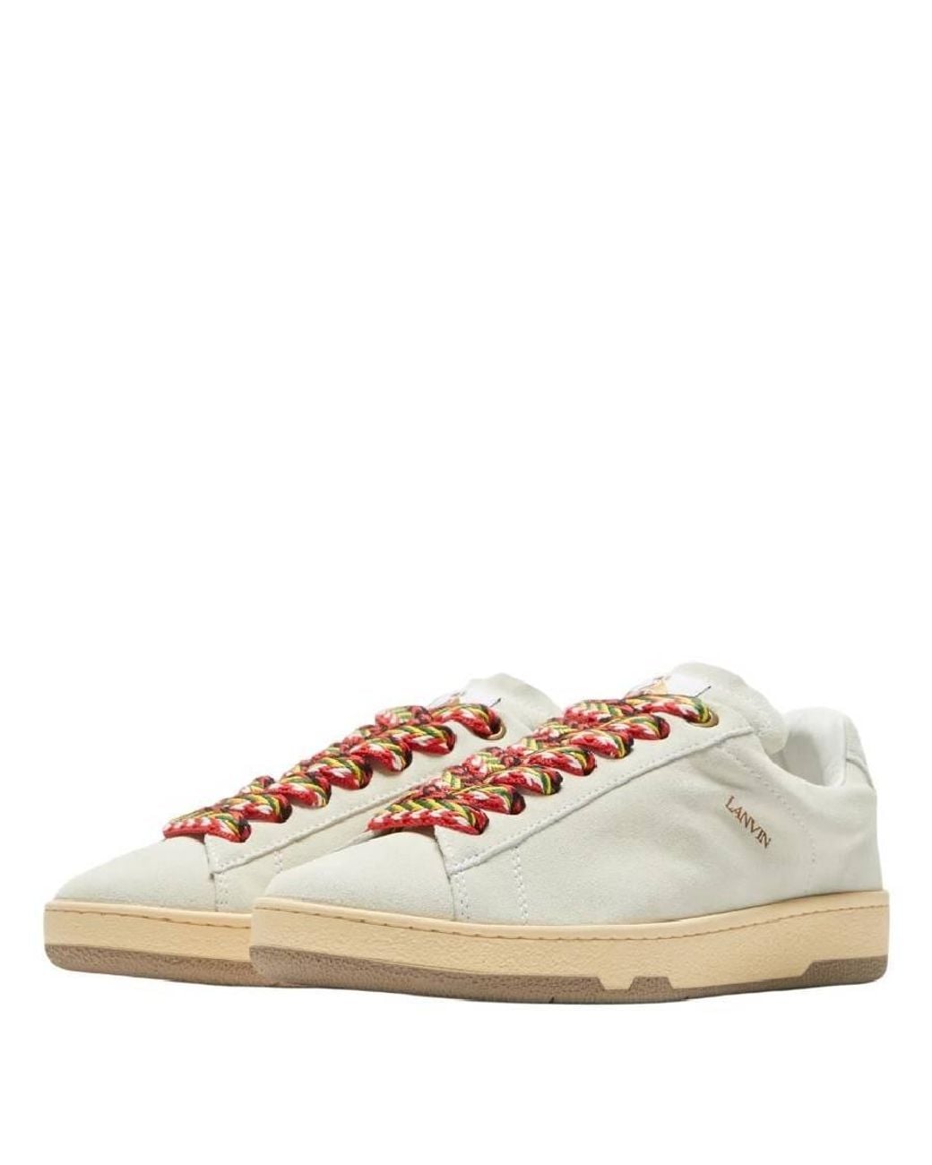 Lanvin Natural Lite Curb Low Top Suede Sneakers, Brand Size 35 (Us