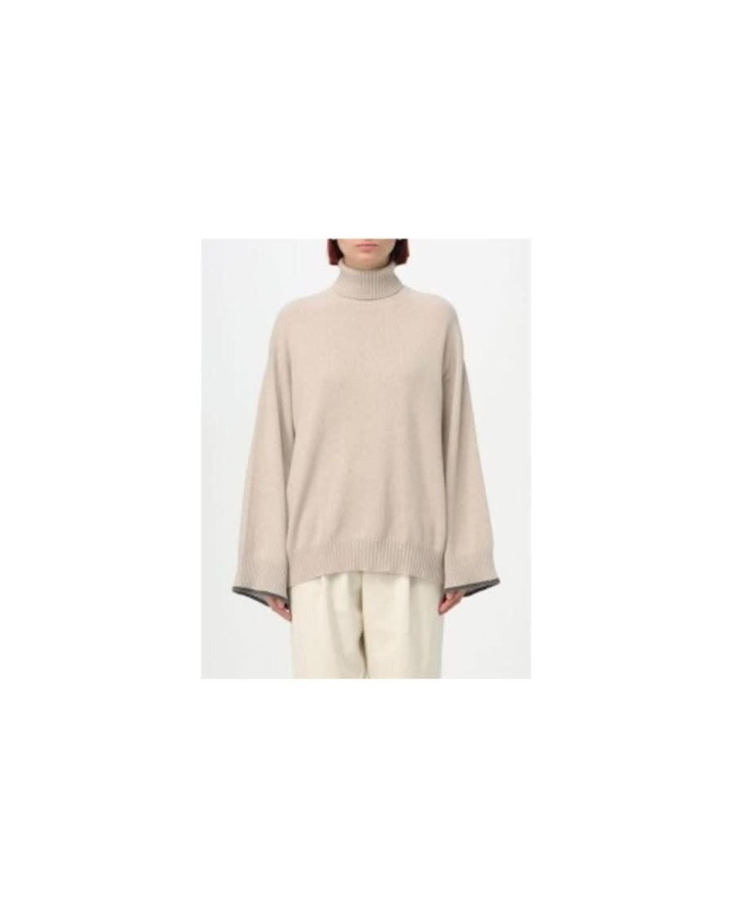Brunello Cucinelli Natural Turtleneck Oversized Sweater for men