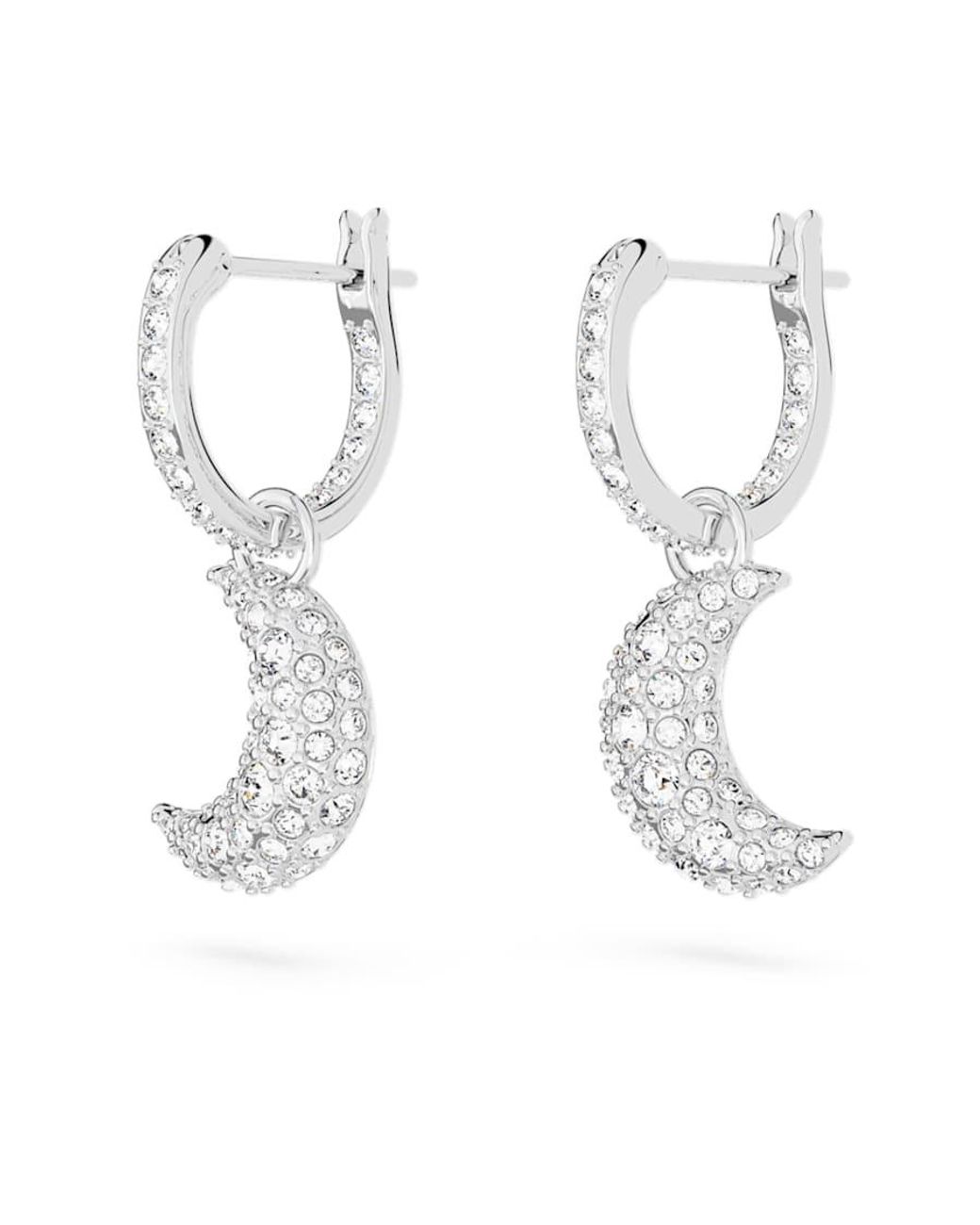 Swarovski White Rhodium Plated Lunda Drop Earrings for men