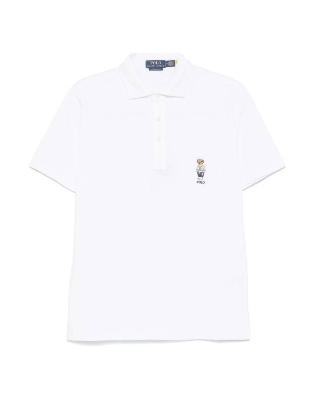 Polo Ralph Lauren White Classic Fit Polo Bear Mesh Polo Shirt for men