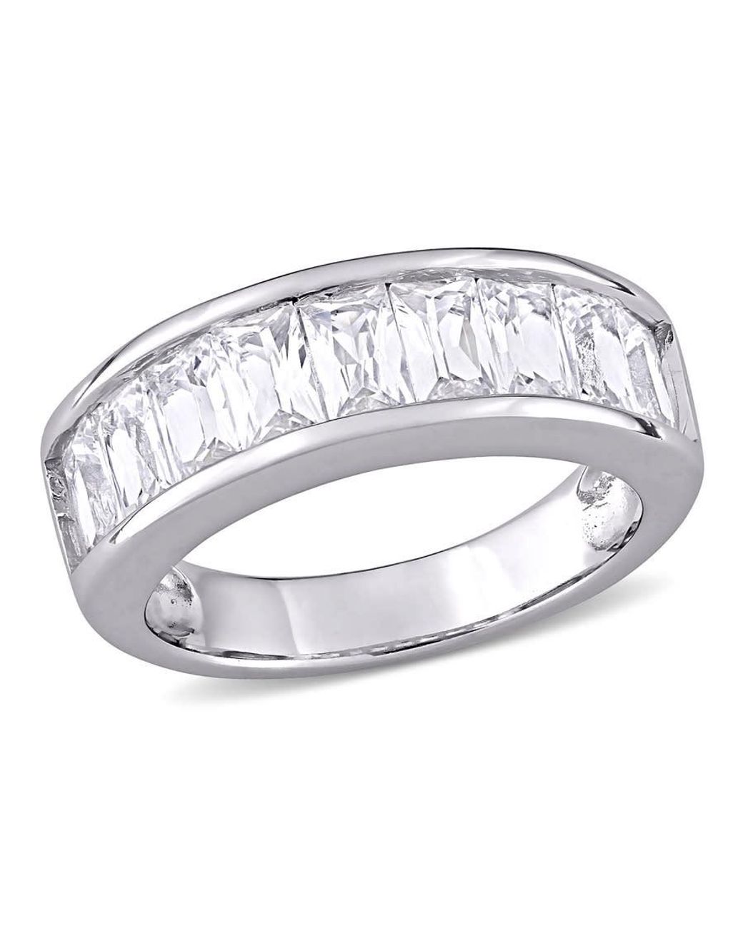 Amour Metallic 2 3/4 Ct Tgw Baguette-Cut Created Sapphire Semi-Eternity Anniversary Band for men