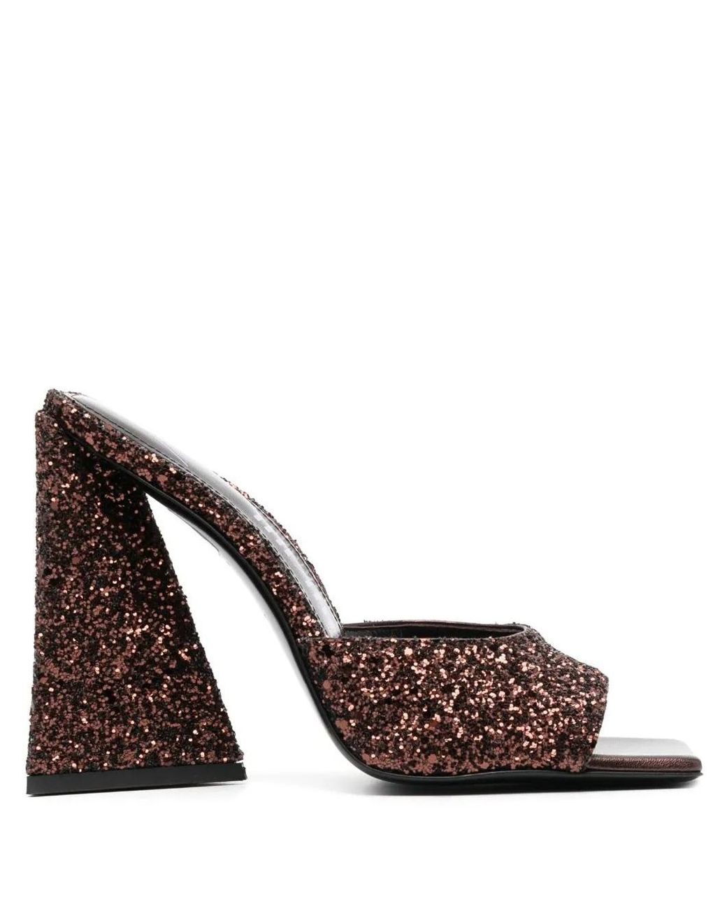The Attico Brown Ladies Sequins Devon 115 Mm Mule, Brand Size 36 Us