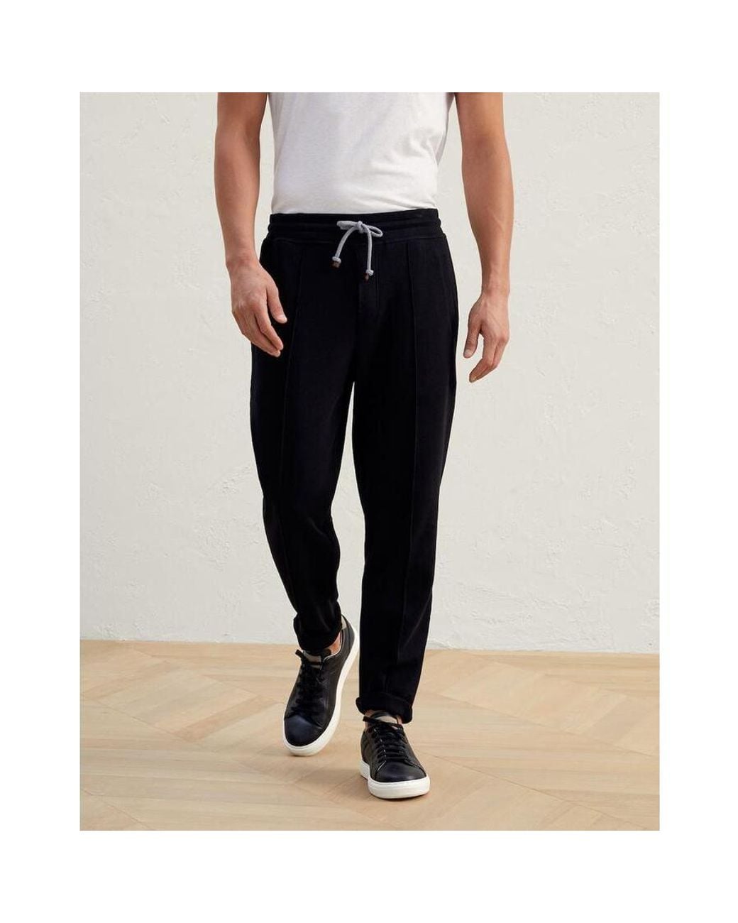 Brunello Cucinelli Blue Tailored Drawstring Trousers for men
