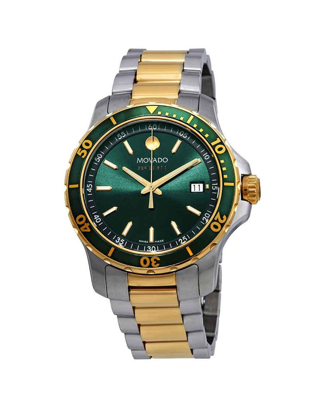 Movado 800 Green Dial Two-tone Mens 