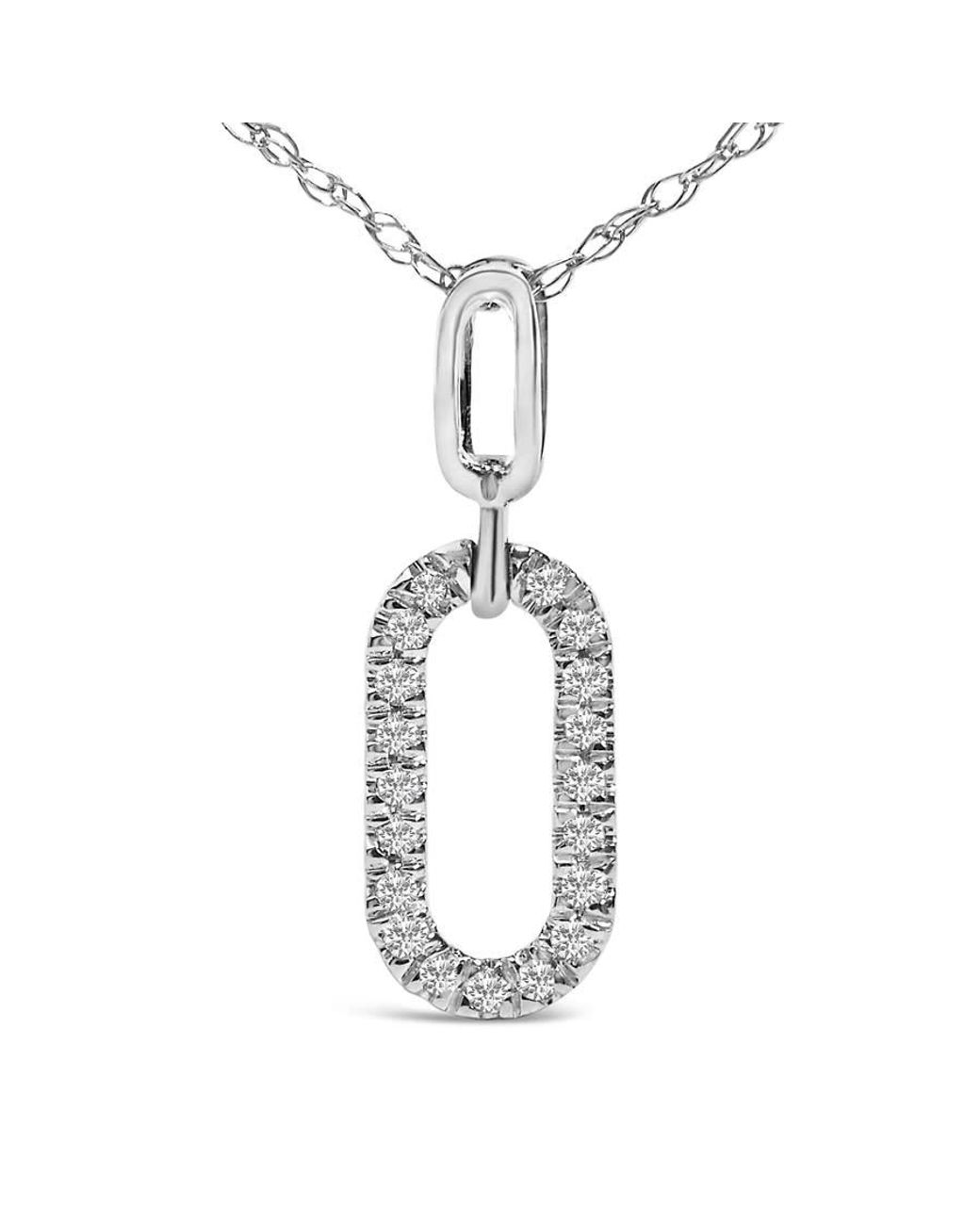Haus of Brilliance Metallic 14K Diamond Accent Paperclip Pendant Necklace for men