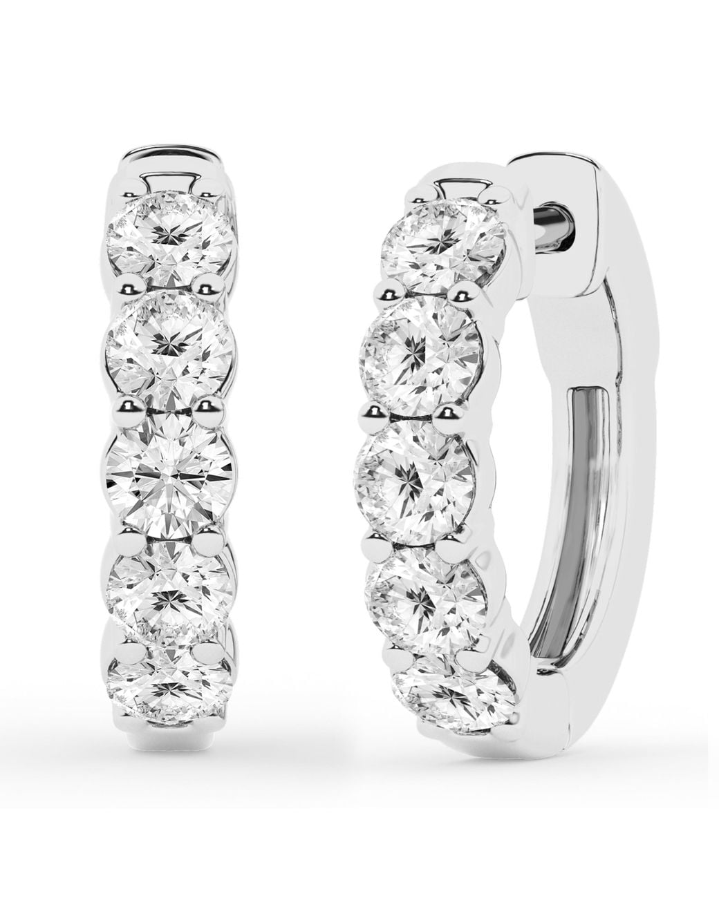 Brilliant Diamond White 1.0 Carat Round Lab Grown Diamond Hoop Earrings for men