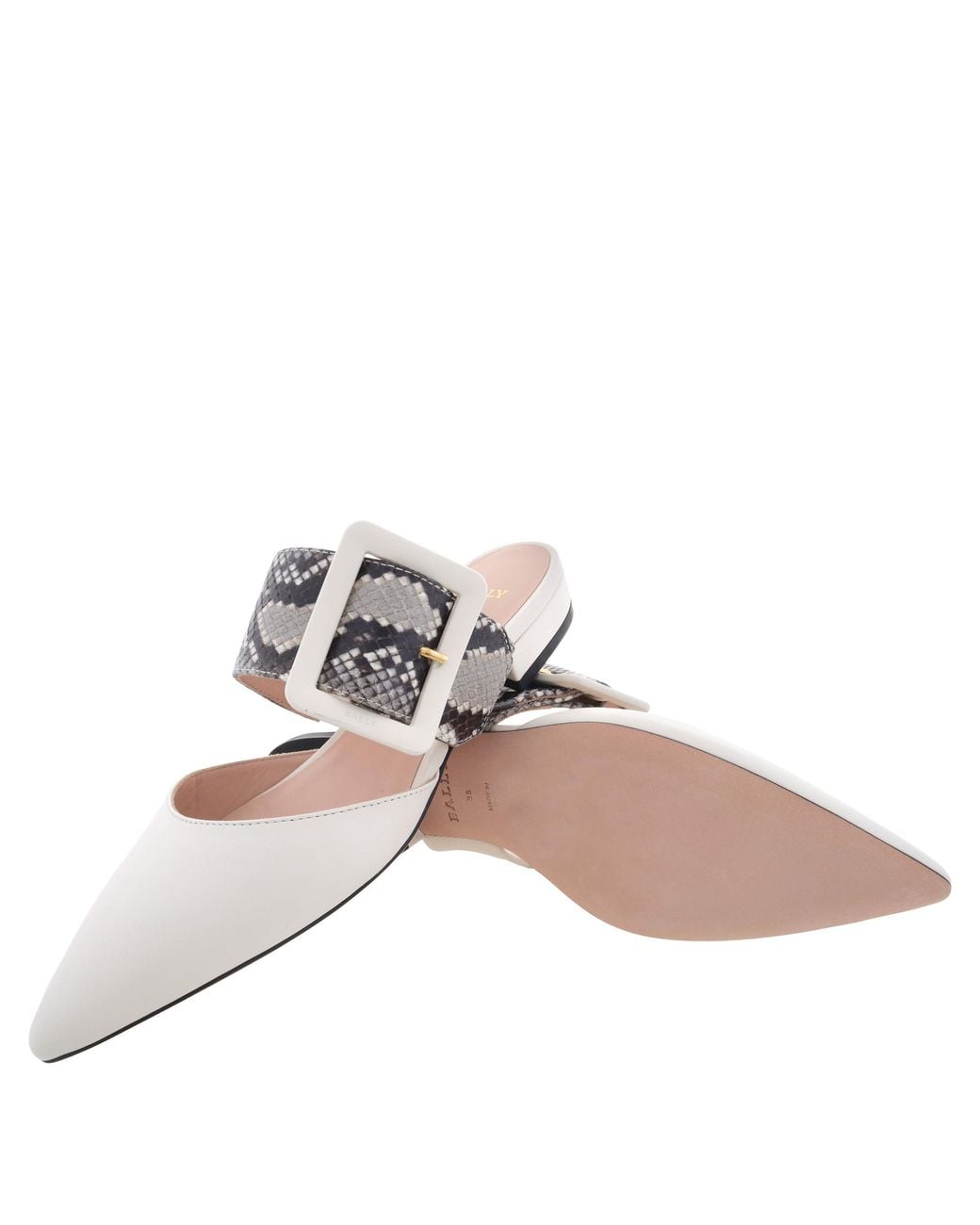 Bally White Jemina Pointed-Toe Leather Mules, Brand Size 35 Us Size 4.5