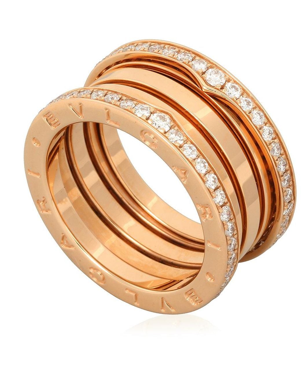 BVLGARI Metallic B.Zero1 18K 4-Band Diamond Pave Ring for men