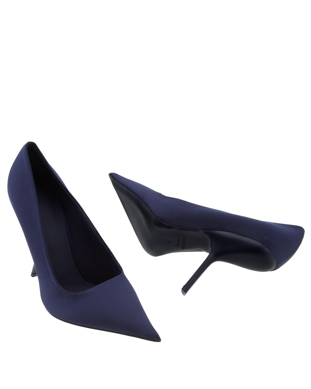 Ferragamo Blue Ferragamo Eva X5 Pointed-Toe Satin Pumps