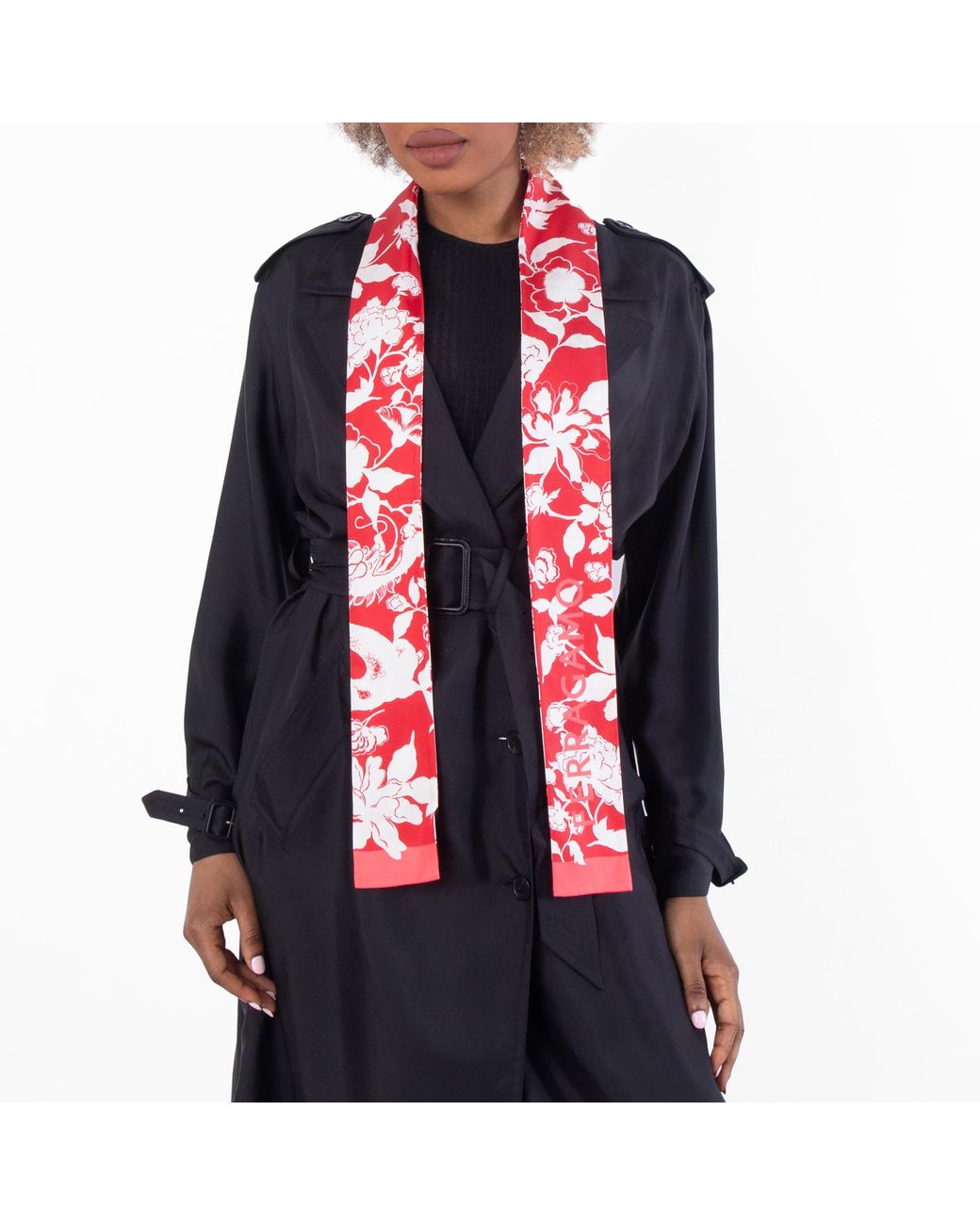 Ferragamo Red Dragon Print Narrow Strap Silk Headband for men