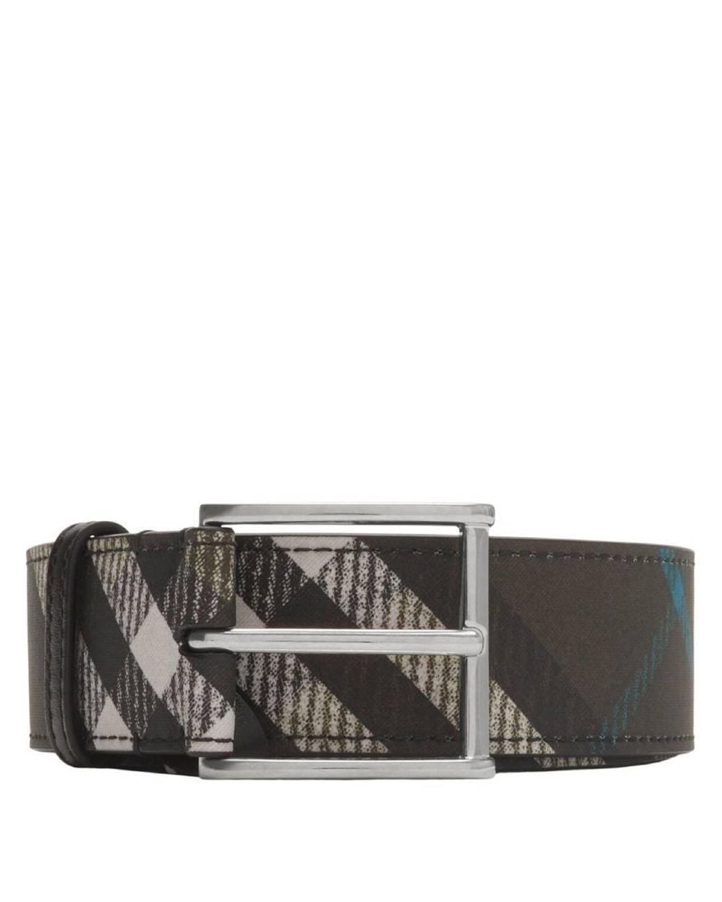 Burberry Gray Check Plaid Pin Buckle Belt, Cm for men