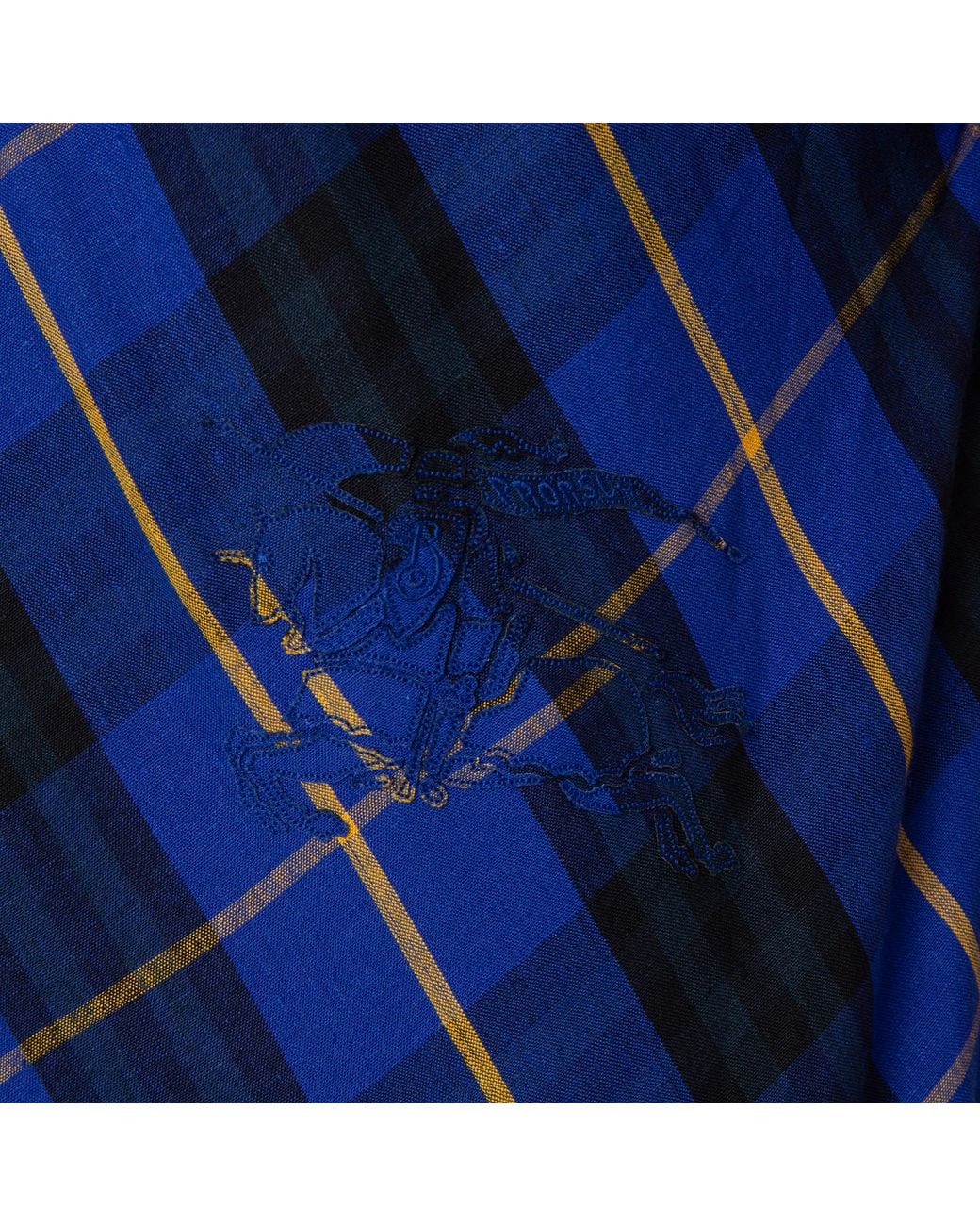 Burberry Blue Checkered Button Down Shirt for men
