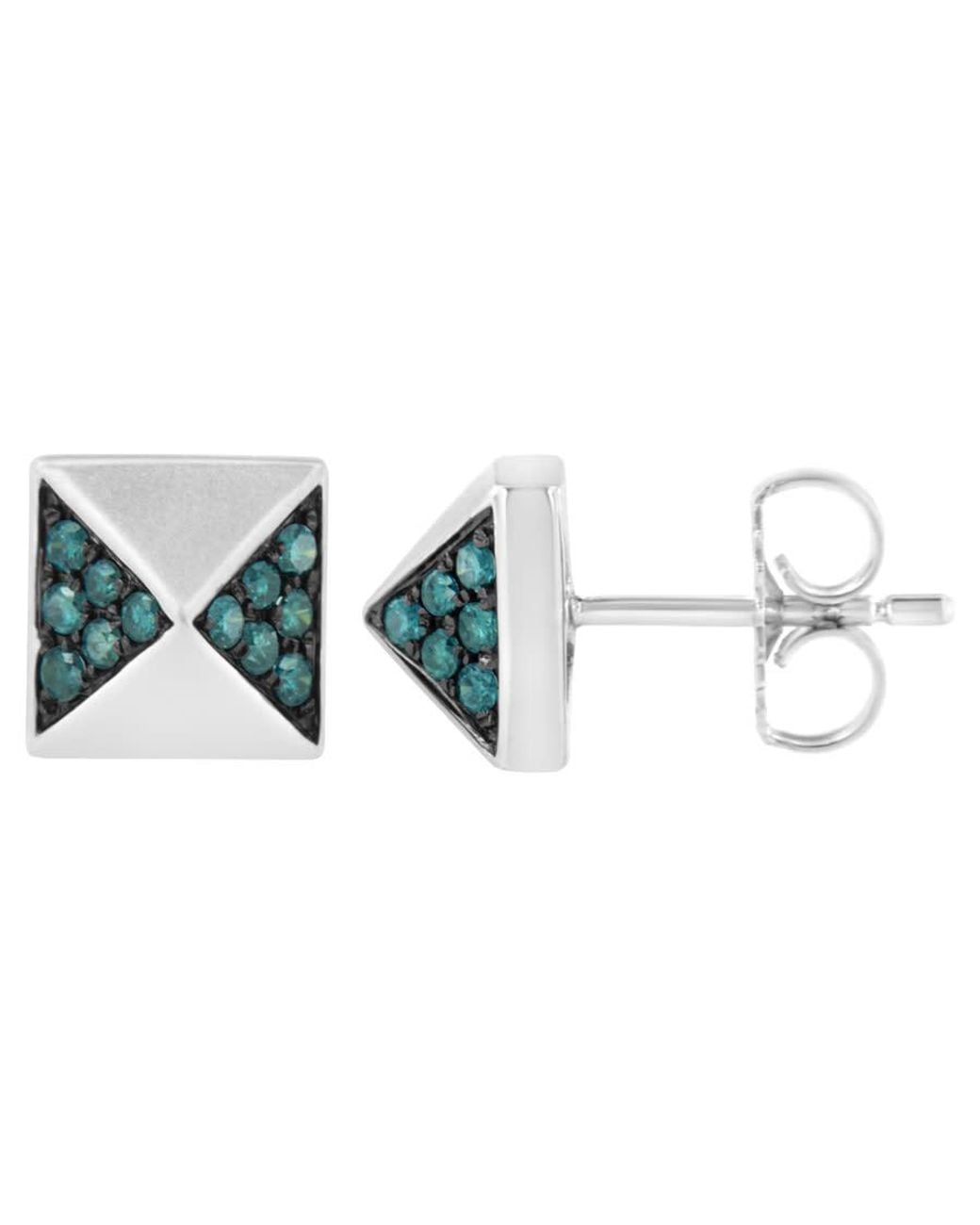 Haus of Brilliance Blue 14K 1/4 Cttw Treated Diamond Pyramid Stud Earring Color, Si1-Si2 Clarity) for men