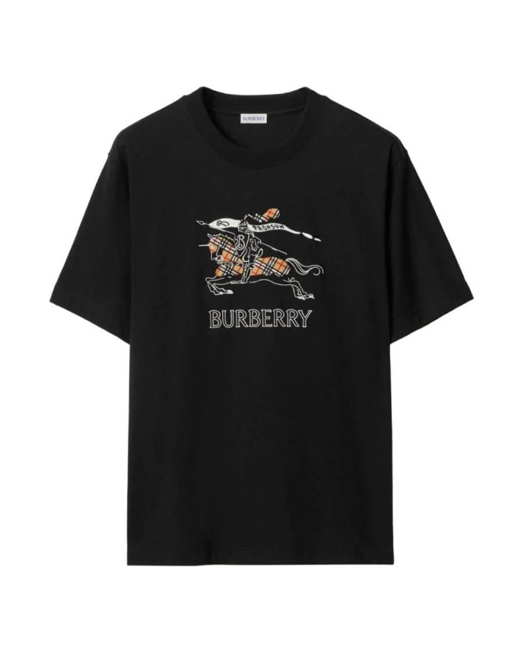 Burberry Black Knight Sketch Cotton T-Shirt for men