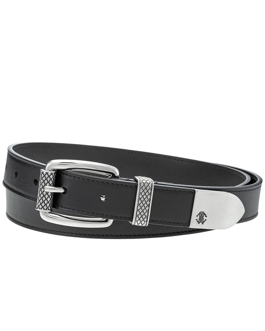 Roberto Cavalli Black Leather Gange Adjustable Belt, Cm for men