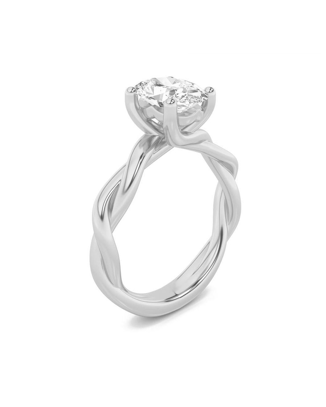 Mure And Co Metallic 1Ctw Oval Shaped Lab Grown Diamond (F/Vs) Twisted Shank Solitaire Engagement Ring for men