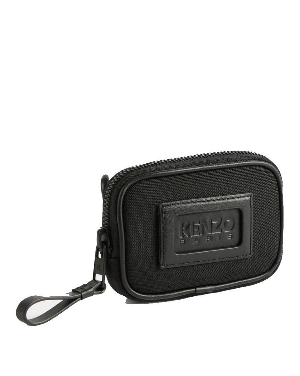 KENZO Black Kommuter Logo Patch Card Holder for men