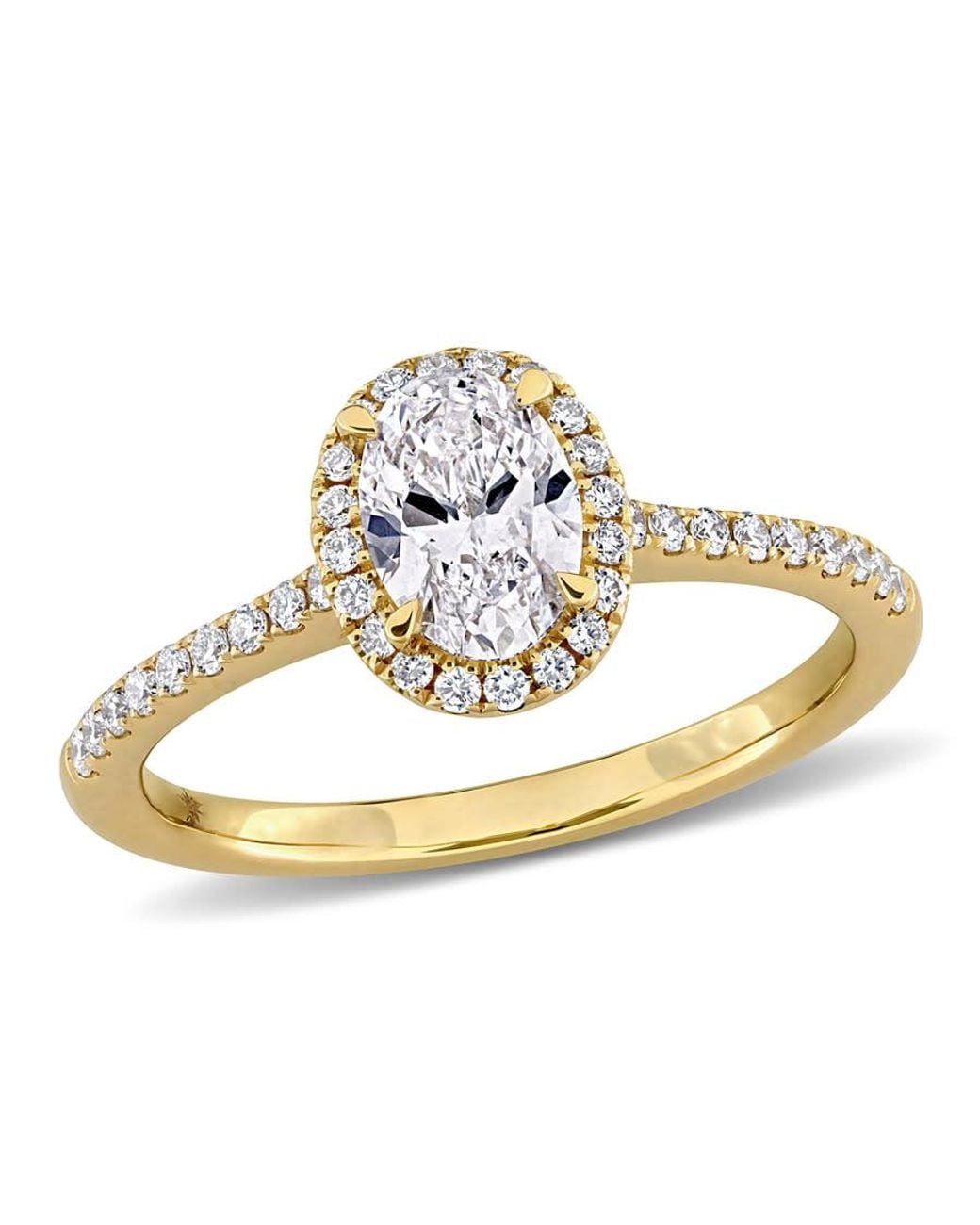 Created Forever Metallic 1Ct Tw Oval And Round-Cut Lab-Grown Diamond Halo Engagement Ring for men