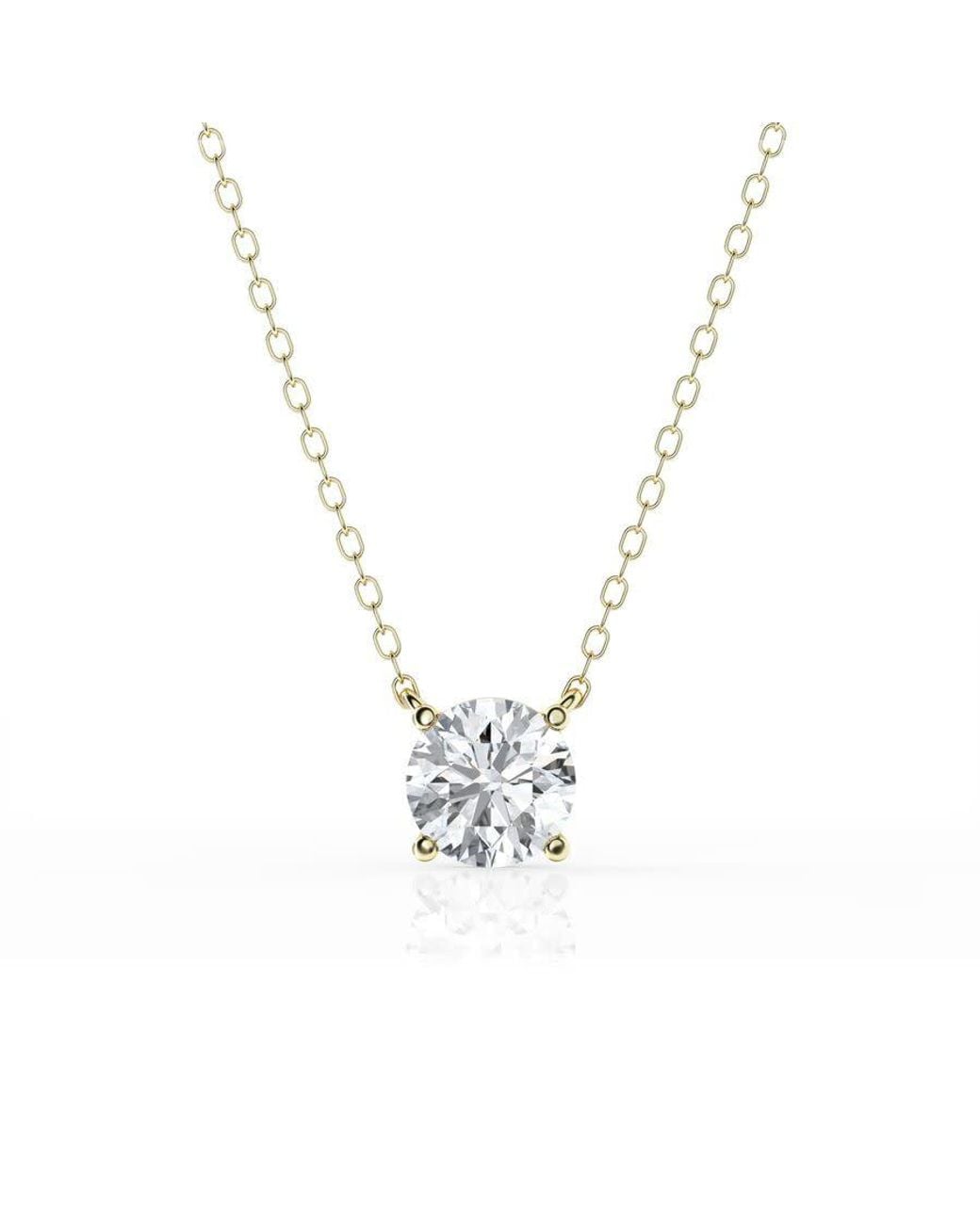 Brilliant Diamond Metallic 1 Carat Round Lab Grown Solitaire Diamond Pendant Necklace for men