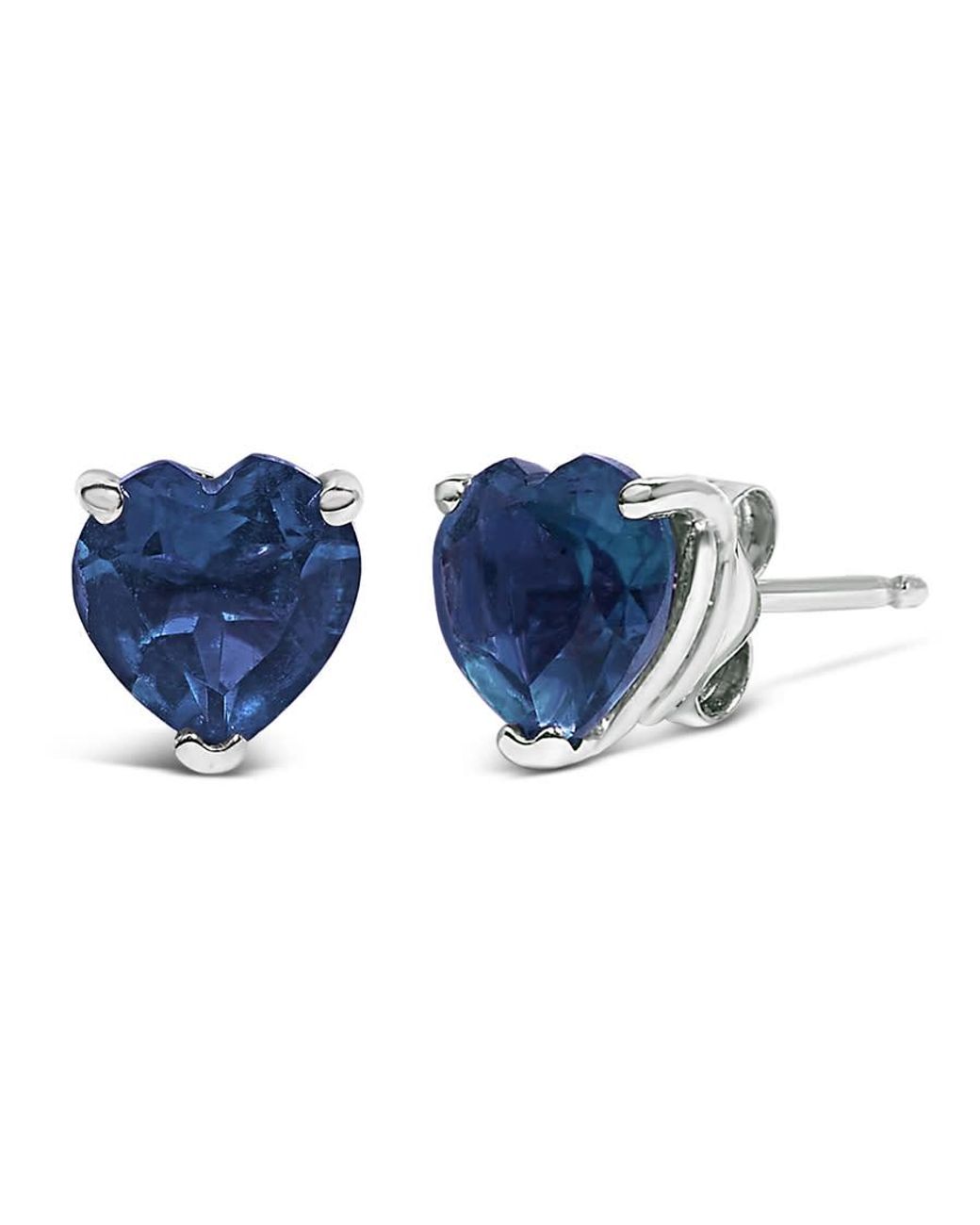 Haus of Brilliance Blue 14K 5Mm Heart Cut Sapphire Solitaire Stud Earrings for men