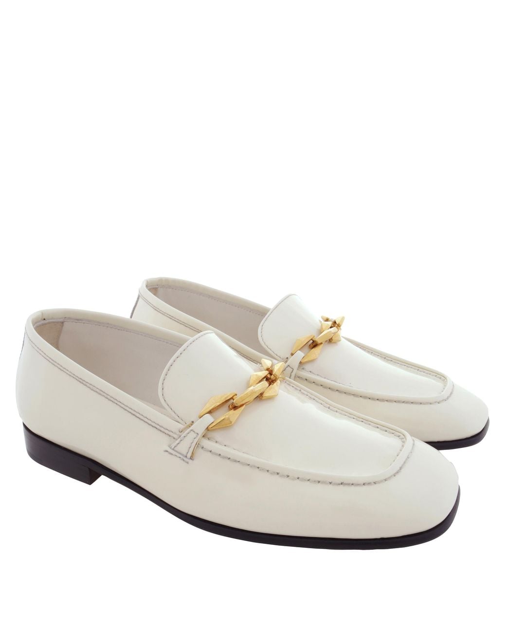 Jimmy Choo Natural Chain Embellished Diamond Tilda Loafers, Brand Size 38.5 Us