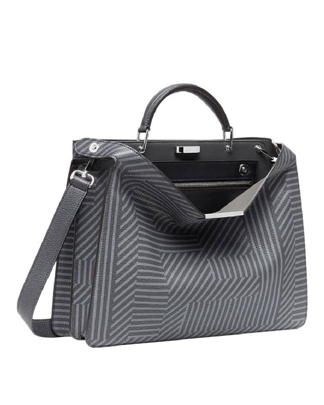Fendi Black Detachable Strap Leather Bag for men