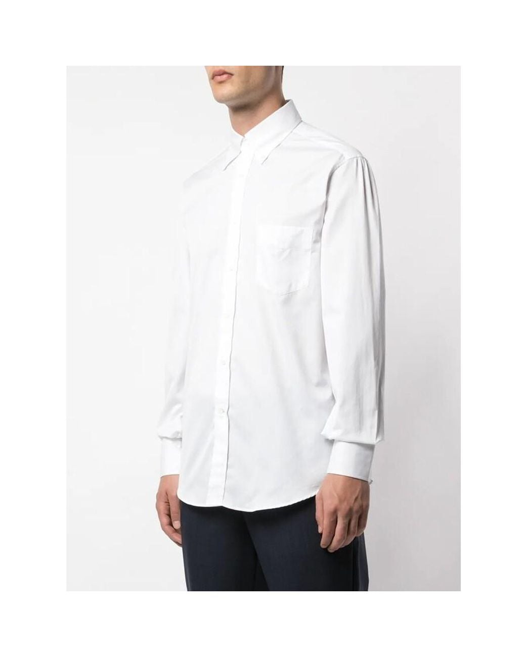 Brunello Cucinelli White Cotton Button-Up Shirt, Size Medium for men